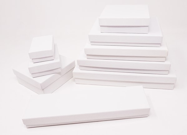 White Krome Cotton Filled Jewelry Boxes