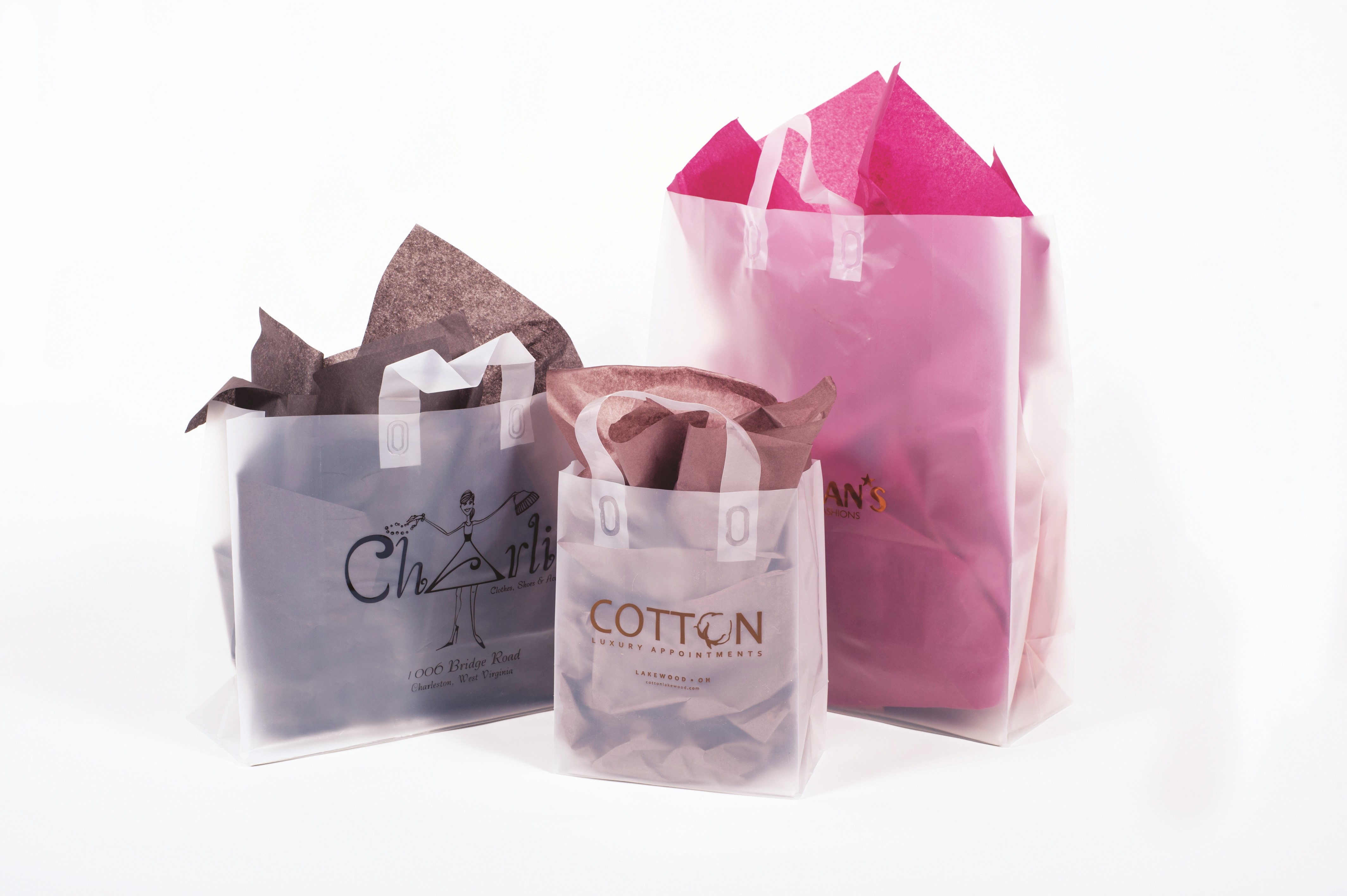 Clear Frosted Plastic Shopping Bags