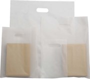 14x3x21 Frosted Clear Merchandise Bags Die Cut Handle 2.5 mil