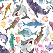 24" x 417' (half ream) -   B284 - Shark Party B284.24.417