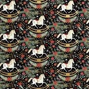 24" x 417' (half ream) - XB811 - Rocking Horse Noel Black XB811.24.417