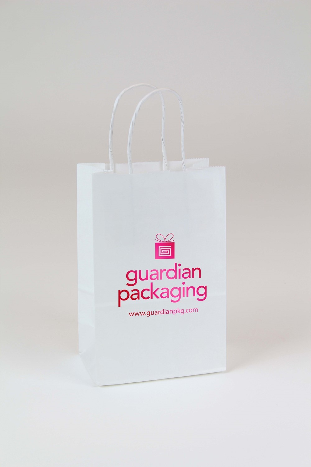 5.25 x 3.25 x 8.5 White Kraft Shopping Bags (Case of 250) White-Kraft-Shopping-Bags-5-Printed