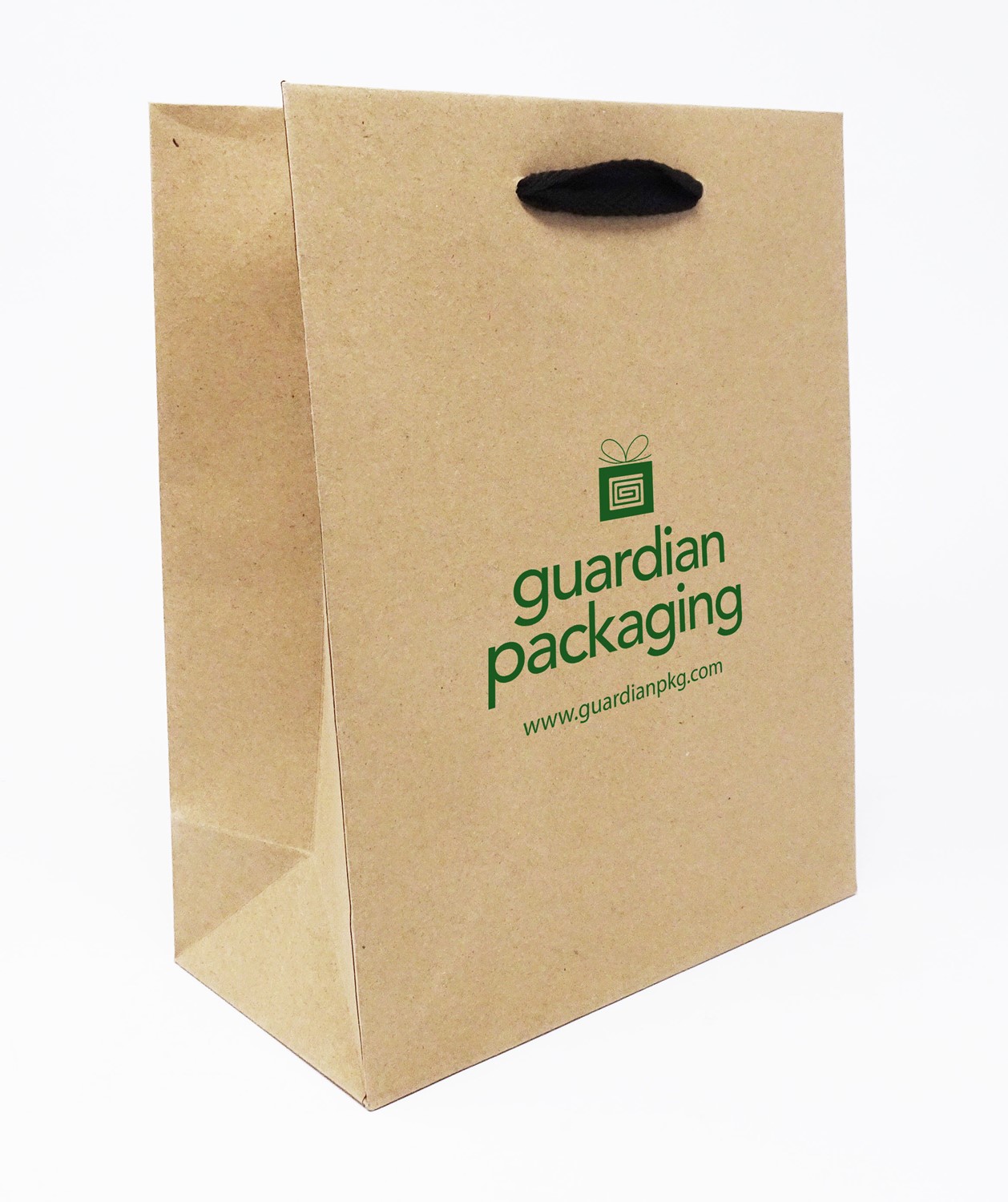 8 x 4 x 10 Natural Kraft Ribbon Handle Eurototes (Case of 100) Recycled-Kraft-Ribbon-Handle-Eurototes-8-Printed