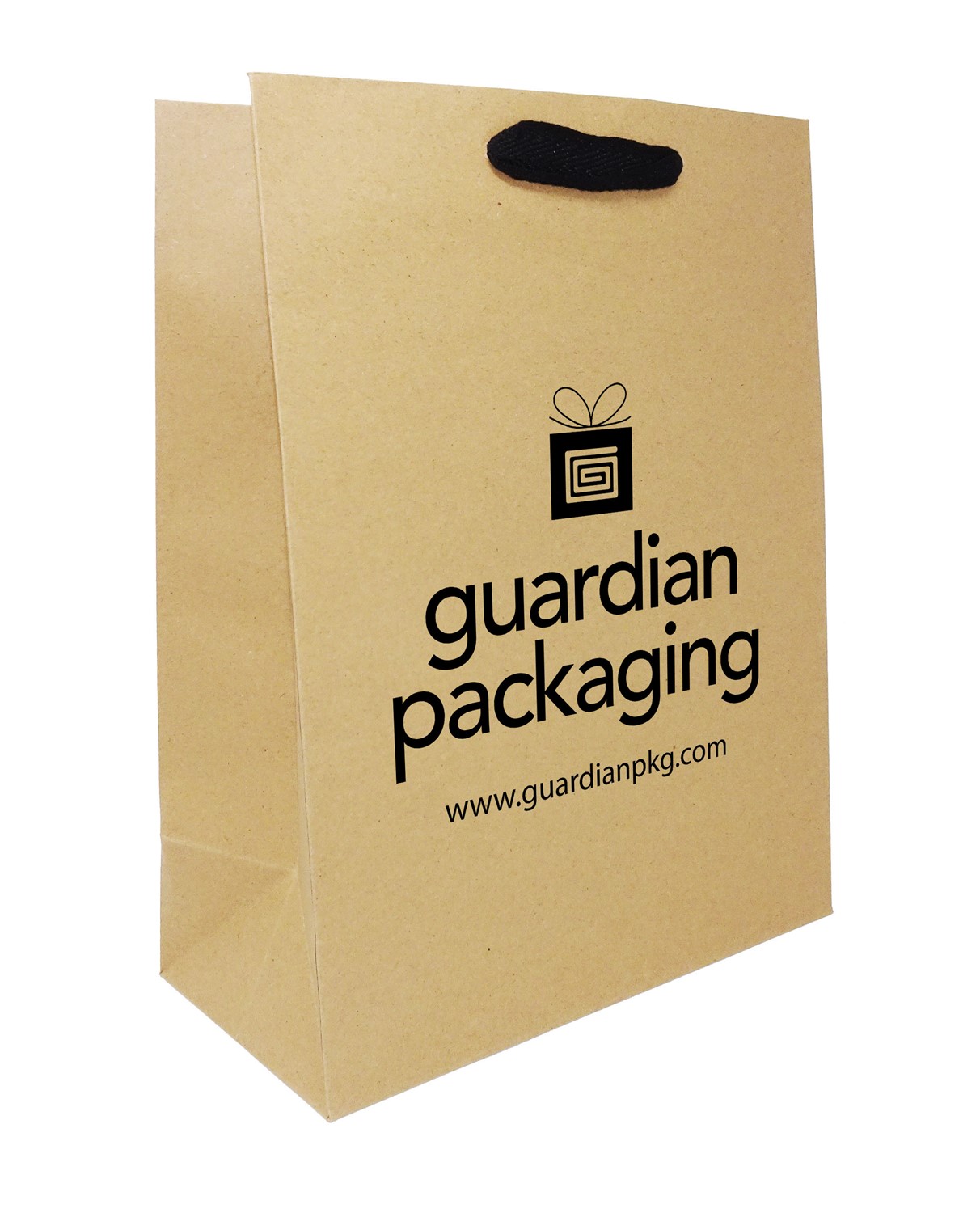 10 x 5 x 13 Natural Kraft Ribbon Handle Eurototes (Case of 100) Recycled-Kraft-Ribbon-Handle-Eurototes-10-Printed