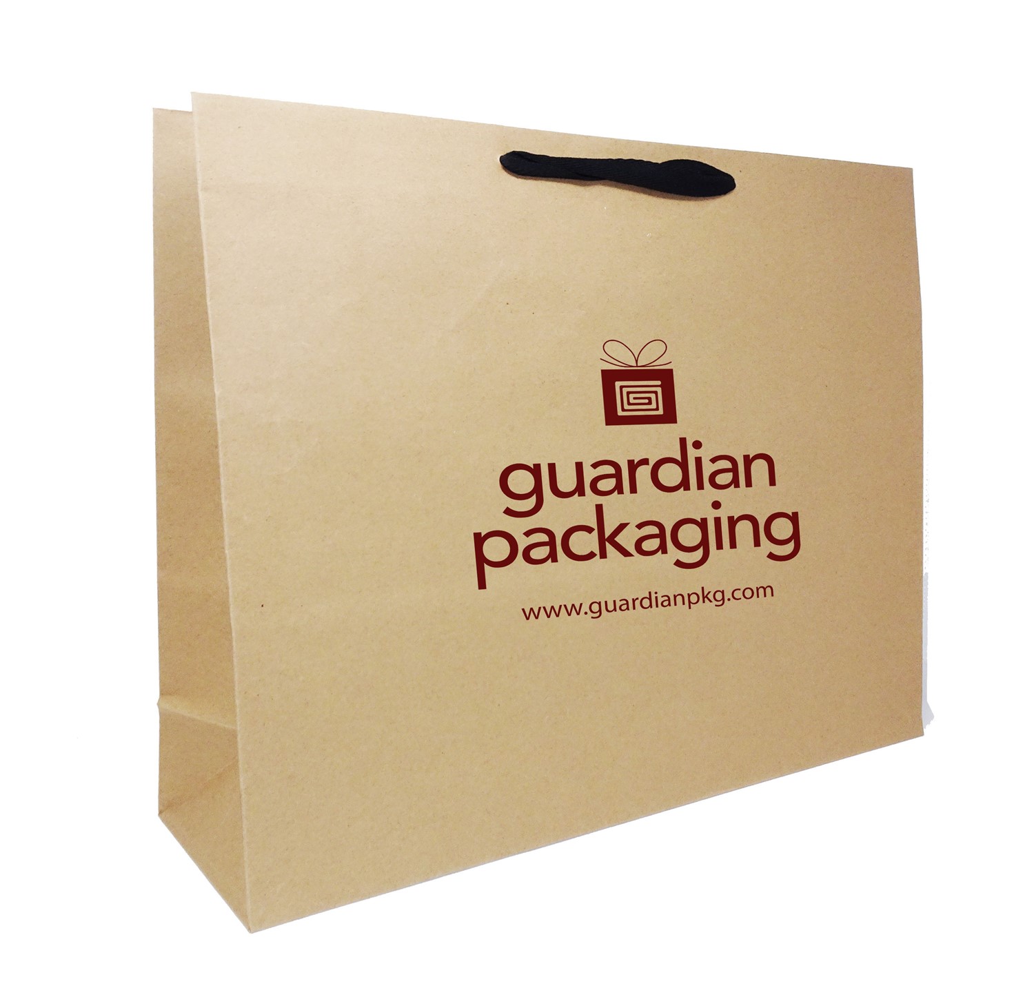 20 x 6 x 16 Natural Kraft Ribbon Handle Eurototes (Case of 50) Recycled-Kraft-Ribbon-Handle-Eurototes-20-Printed