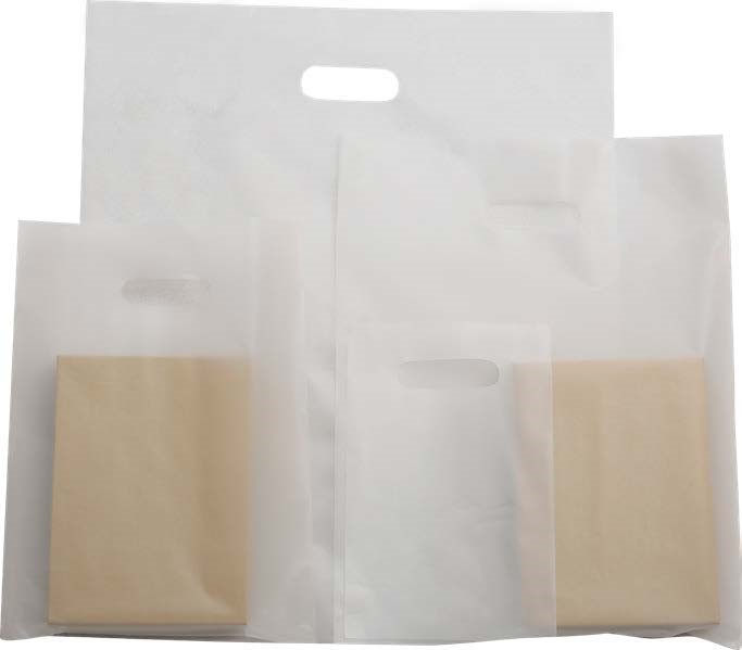 14x10x15 Clear Frosted Loop-handle Plastic Bags - 4 Mil