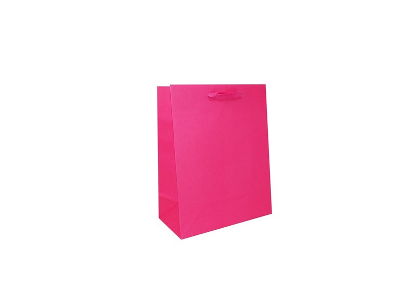 Stock Pink 8x4x10 on White Kraft Ribbon Handle Eurototes (Case of 100) SM-Stock-8