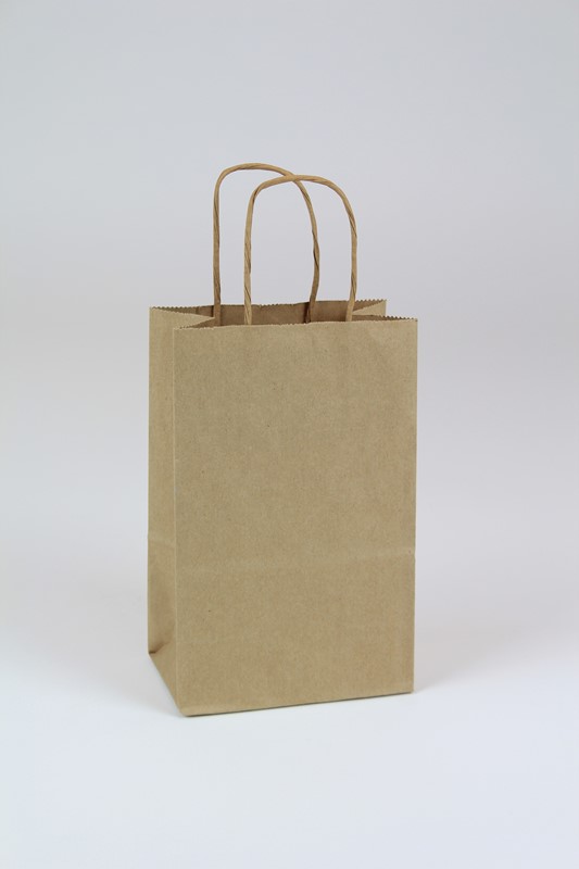 5.25 x 3.25 x 8.25 Recycled Brown Kraft Shopping Bags Recycled-Brown-Kraft-Shopping-Bags-5-Plain