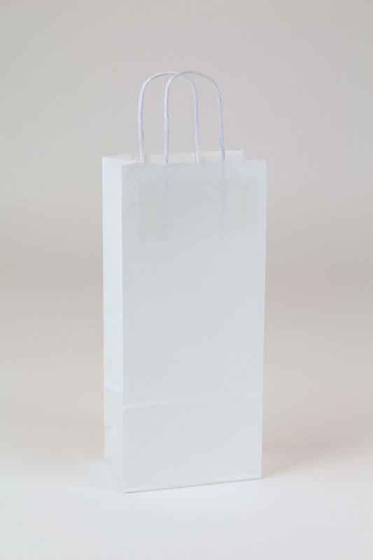 5.25 x 3.25 x 13 White Kraft Shopping Bags (Case of 250) White-Kraft-Shopping-Bags-513