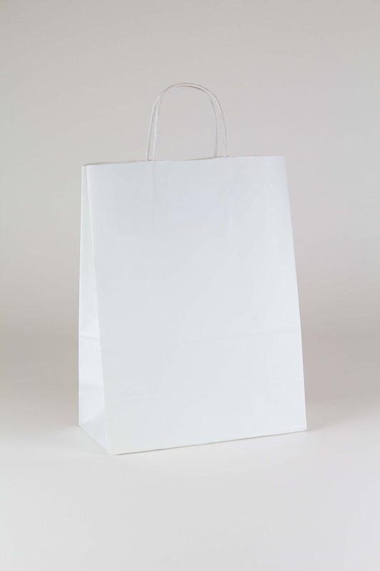 10 x 5 x 13 White Kraft Shopping Bags (Case of 250) White-Kraft-Shopping-Bags-1013
