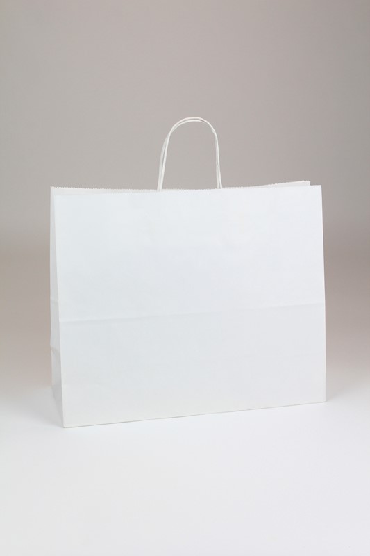 16 x 6 x 12 White Kraft Shopping Bags (Case of 250) White-Kraft-Shopping-Bags-1612