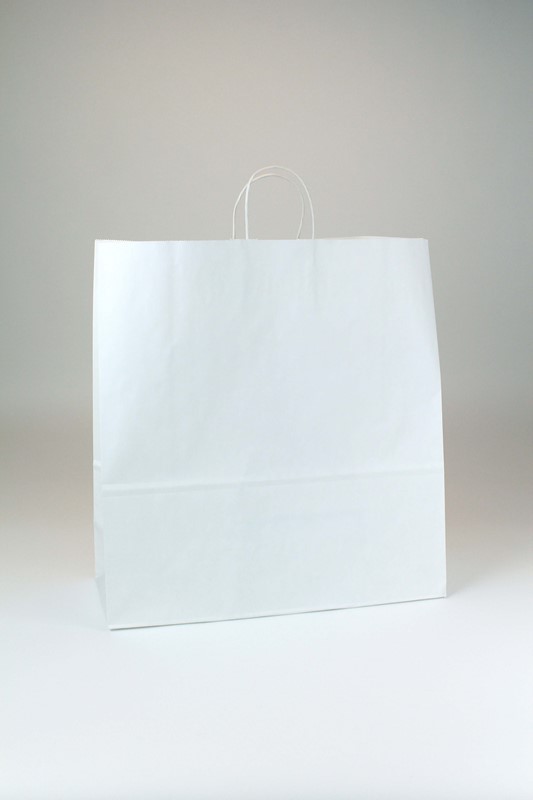 18 x 7 x 18.75 White Kraft Shopping Bags (Case of 200) White-Kraft-Shopping-Bags-18