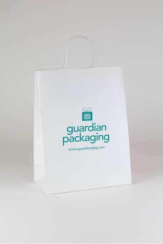 10 x 5 x 13 White Kraft Shopping Bags (Case of 250) White-Kraft-Shopping-Bags-1013-Printed