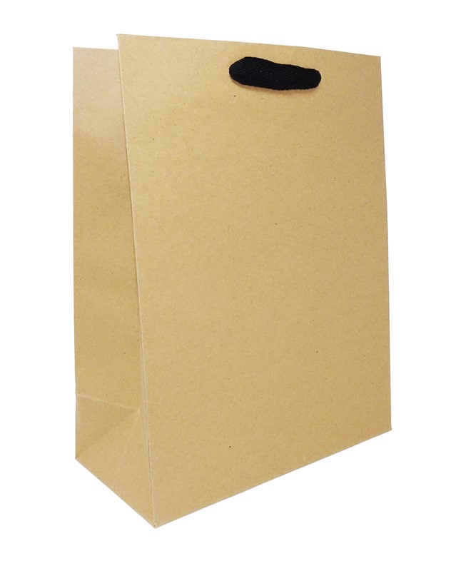 10 x 5 x 13 Natural Kraft Ribbon Handle Eurototes (Case of 100) Recycled-Kraft-Ribbon-Handle-Eurototes-10