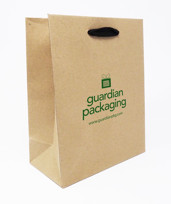8 x 4 x 10 Natural Kraft Ribbon Handle Eurototes (Case of 100) Recycled-Kraft-Ribbon-Handle-Eurototes-8-Printed