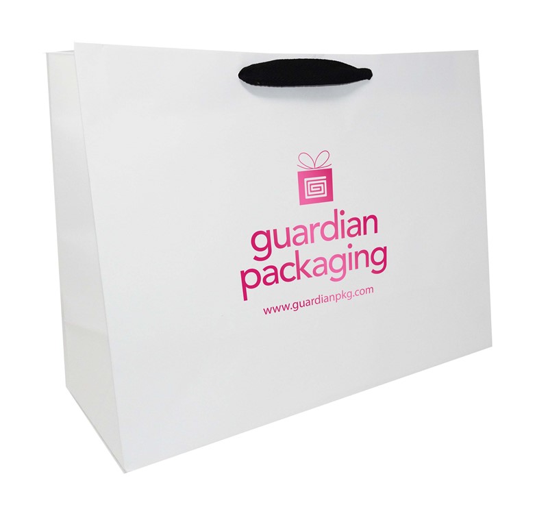 16 x 6 x 12 White Kraft Ribbon Handle Eurototes (Case of 100) White-Kraft-Ribbon-Handle-Eurototes-16-Stamped