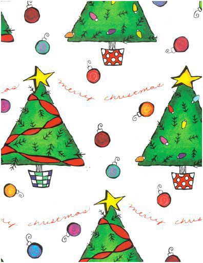 24"x 833' VAL-2828 Merry Christmas Trees Gift Wrap VAL2828-24F