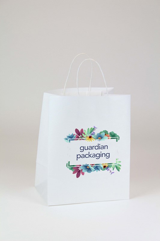 10 x 6.75 x 12 White Kraft Shopping Bags (Case of 250) White-Kraft-Shopping-Bags-1012-Digital