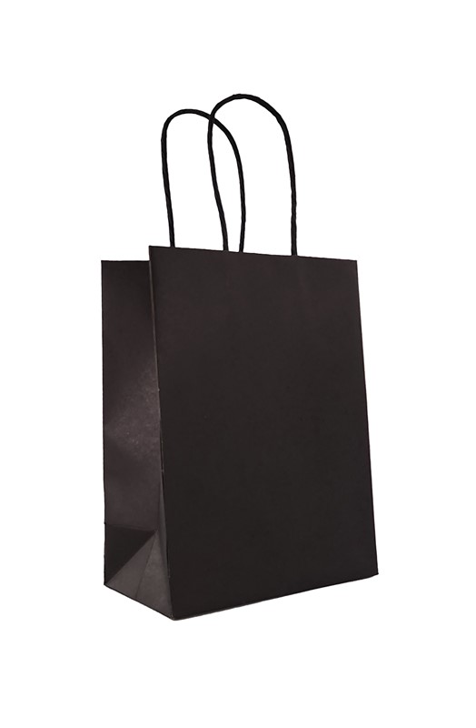 6.5 x 3.5 x 8.5 Premium Turn Top Black Kraft Shopping Bags Premium-Turn-Top-6-PLAIN-Black