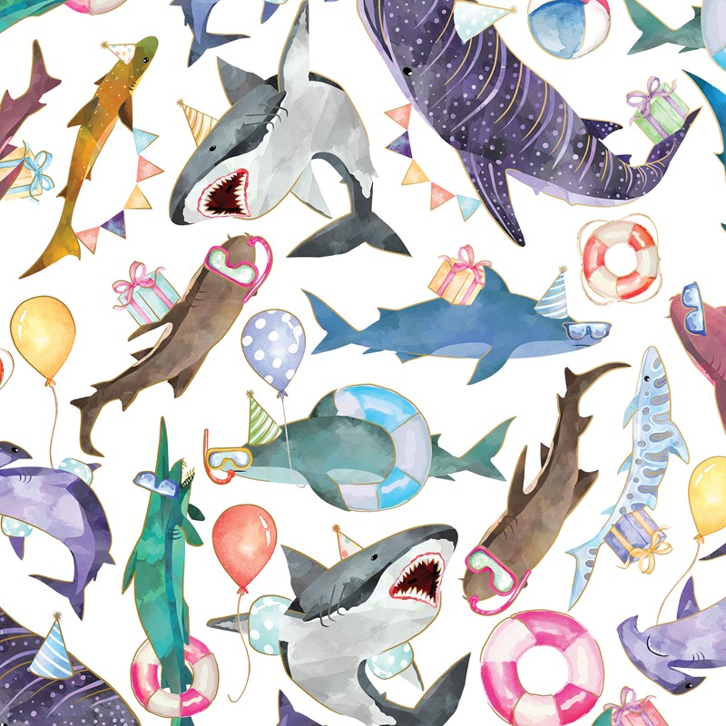 24" x 417' (half ream) -   B284 - Shark Party B284.24.417