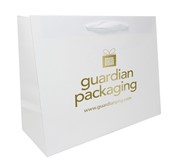 16 x 6 x 12 White Kraft Ribbon Handle Eurototes (Case of 100) White-Kraft-Ribbon-Handle-Eurototes-16-Stamped View 2