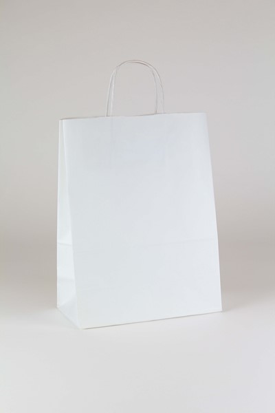 10 x 5 x 13 White Kraft Shopping Bags (Case of 250)