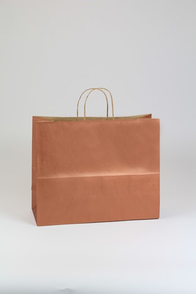 16 x 6 x 12 Metallic Tints On Kraft Shopping Bags (Case of 250)