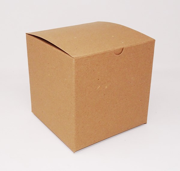 4 x 4 x 4 Kraft Pinstripe One-Piece Giftware Boxes (Case of 100)