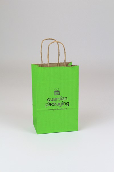 5.25 x 3.25 x 8.5 Shadow Stripe Tints on Kraft Shopping Bags (Case of 250)