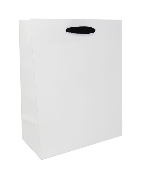 8 x 4 x 10 White Kraft Ribbon Handle Eurototes (Case of 100)