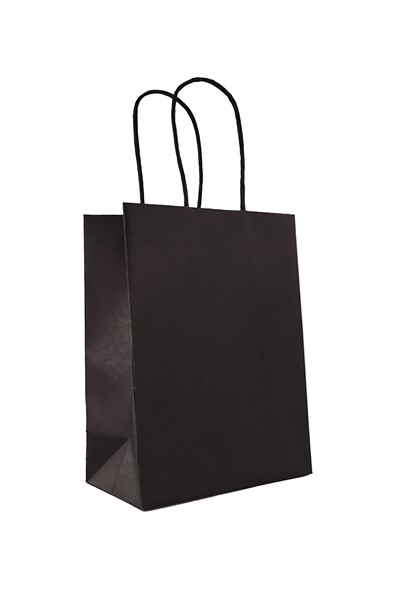 6.5 x 3.5 x 8.5 Premium Turn Top Black Kraft Shopping Bags
