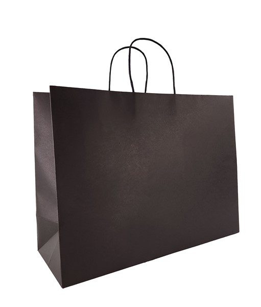 16x6x12 Premium Turn Top Black Kraft Shopping Bags
