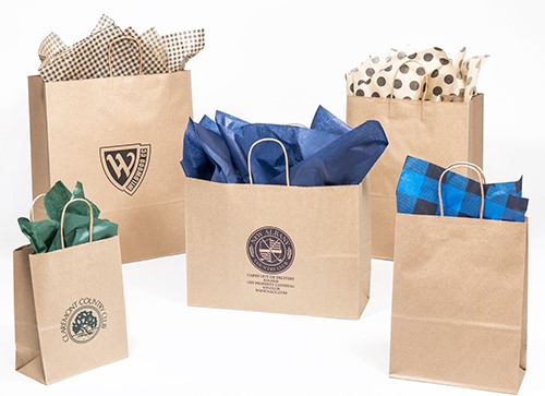 Printed Natural Kraft & White Kraft Shopping Bags - PGA Special #1